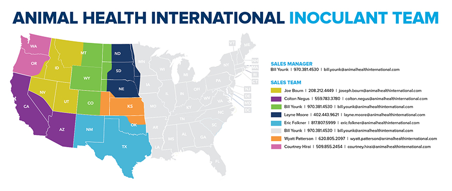 Territory map of AHI inoculant representatives
